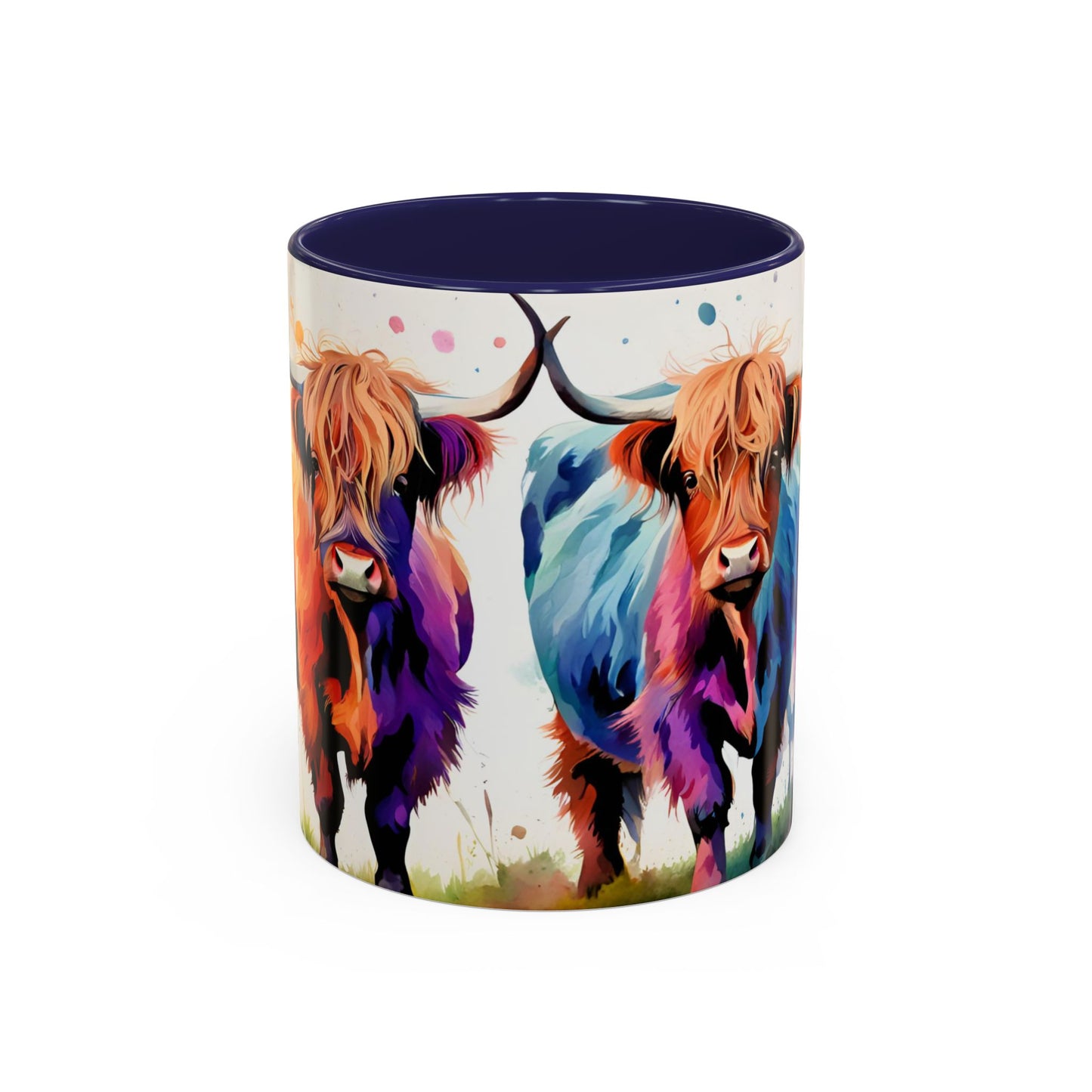 Multicoloured Highland Cow 2 Accent Mug 11oz