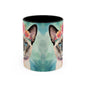 Floral Siamese Cat 01 Accent Coffee Mug - 11oz Perfect for Cat Lovers & Gifts