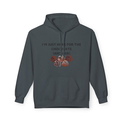 I’m Just Here For The Chocolate (And Her) Mens Valentines Hoodie