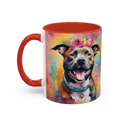 Staffordshire Bull Terrier 04 Accent Coffee Mug - Dog Lover Gift