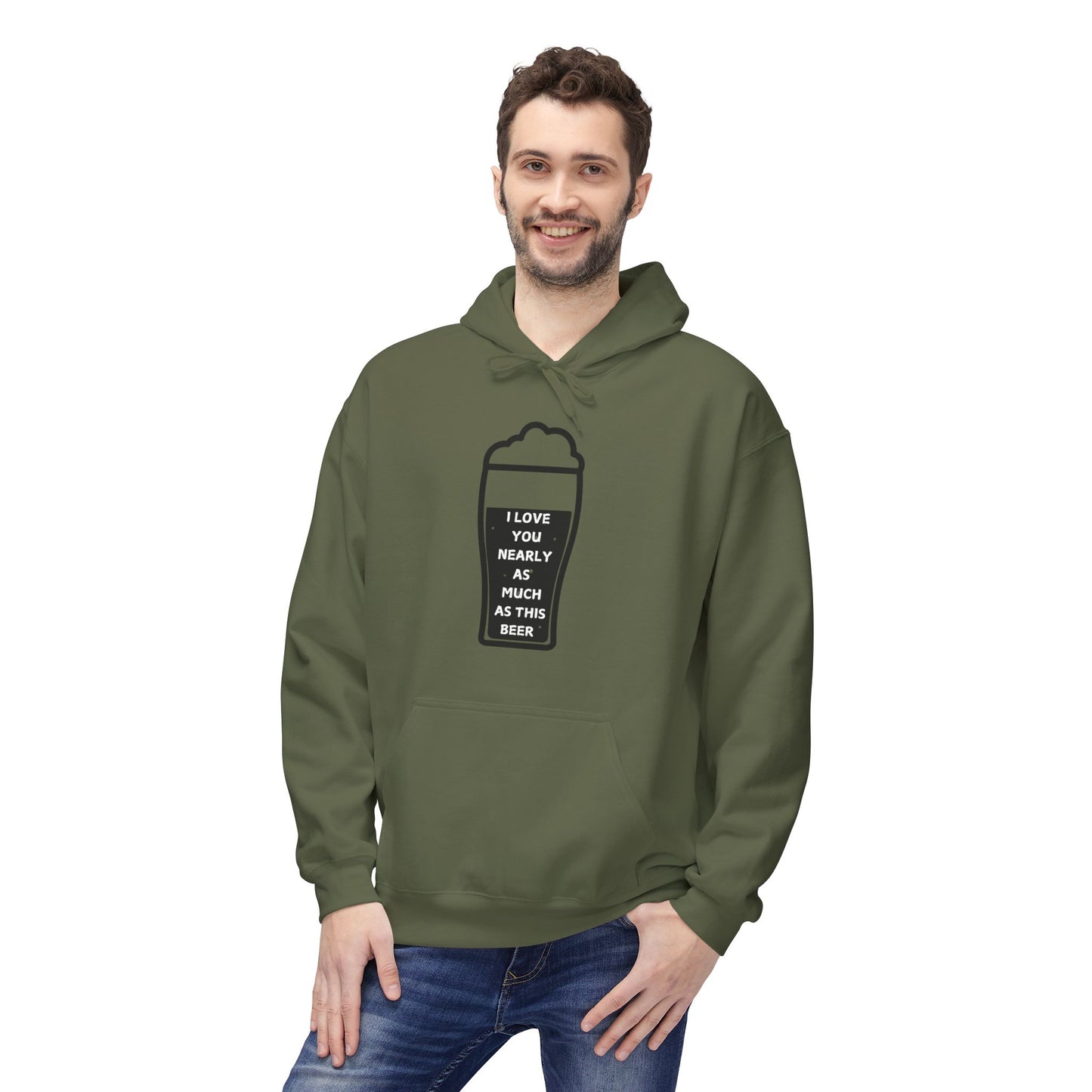 I Love You Nearly As Much As This Beer Mens Valentines Hoodie