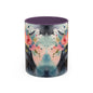 Floral Black Cat 03 Accent Coffee Mug - 11oz Perfect for Cat Lovers & Gifts