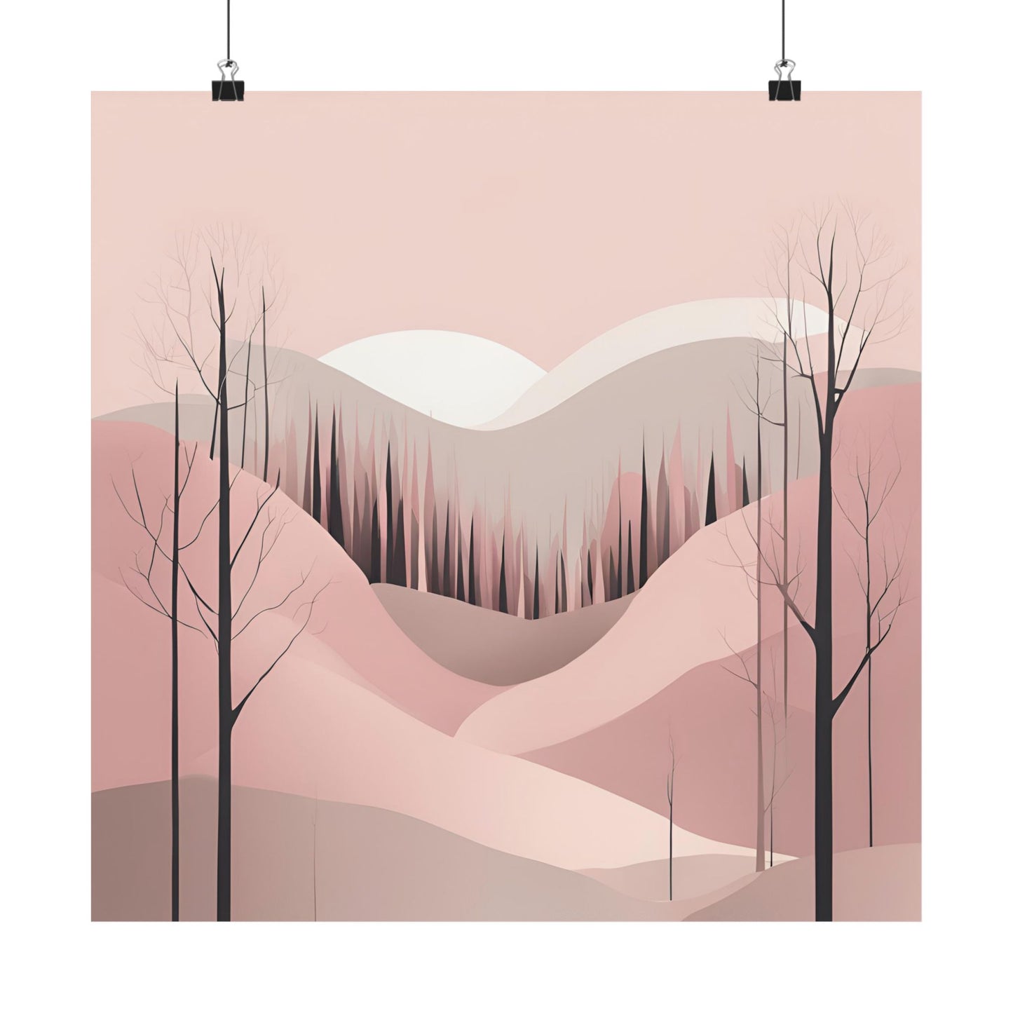Lonely Forest Pink 19 Matte Square Posters