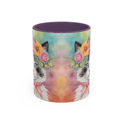 Floral Rag Doll Cat 04 Accent Coffee Mug - 11oz Perfect for Cat Lovers & Gifts