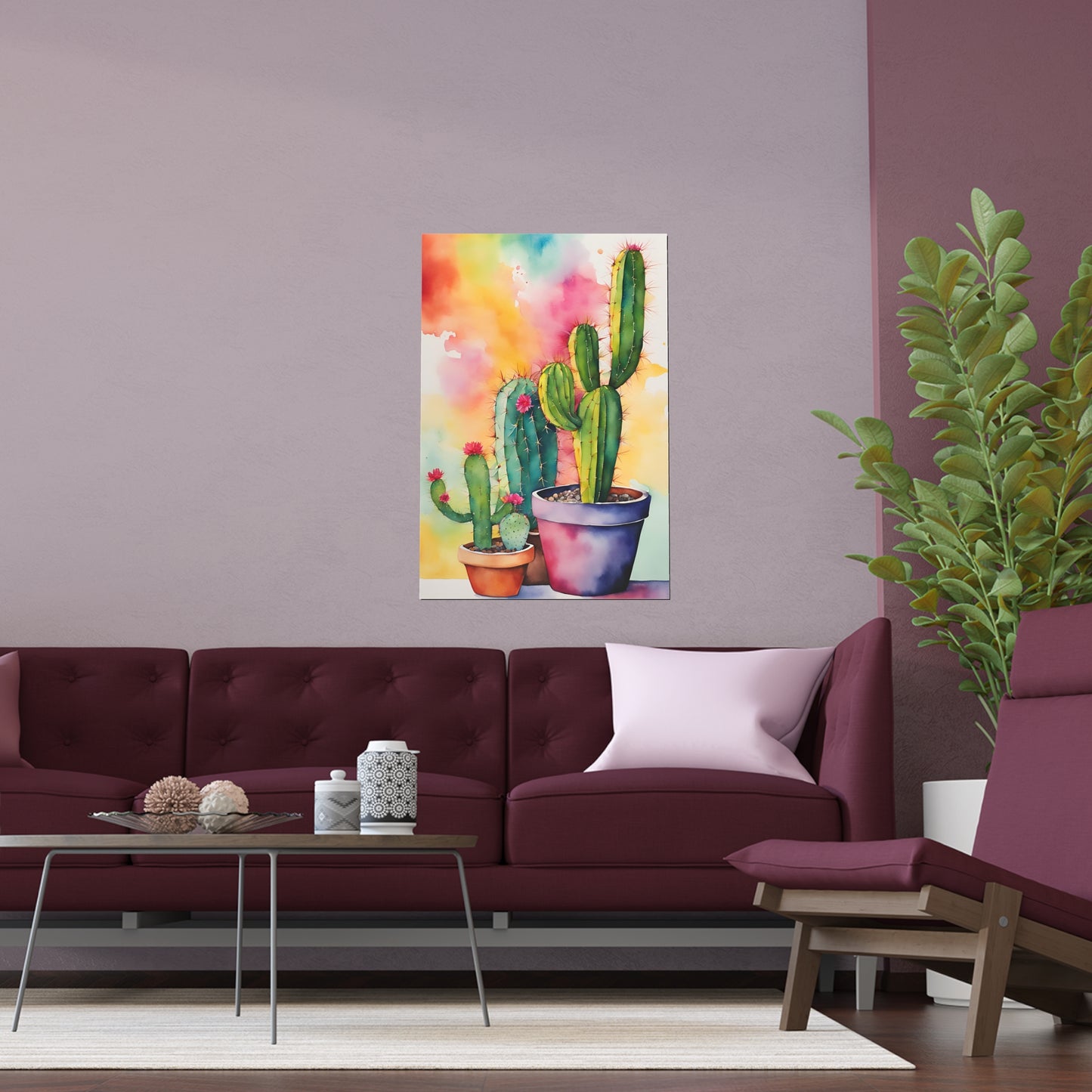 Multicolored Cactus 5 Indoor and Outdoor Silk Poster