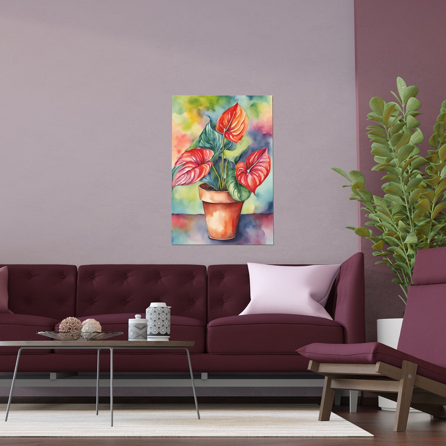 Multicolored Pot Plant 8 Indoor and Outdoor Silk Poster