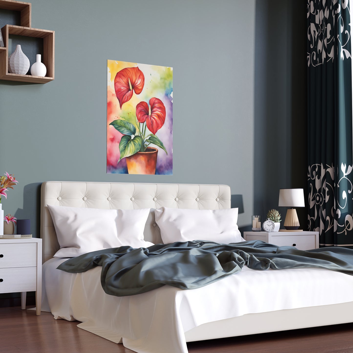 Multicolored Pot Plant 5 Indoor and Outdoor Silk Poster