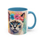 Floral Siamese Cat 04 Accent Coffee Mug - 11oz Perfect for Cat Lovers & Gifts