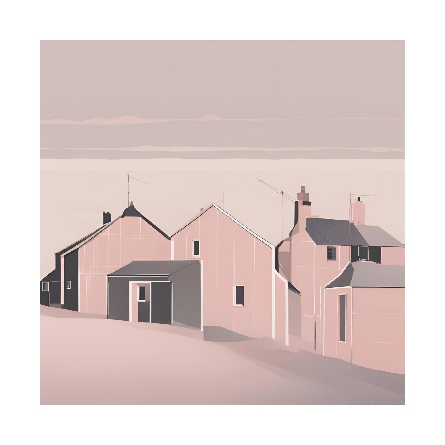 By The Sea Pink 6 Matte Square Posters