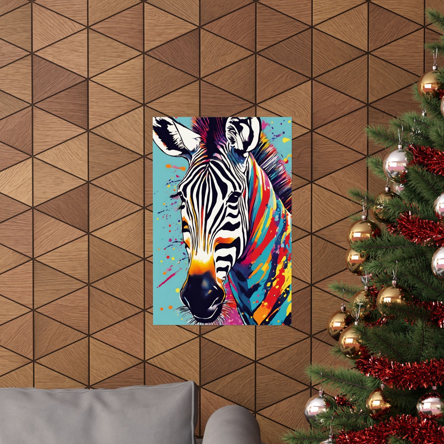 Multicolored Zebra 7 Matte Vertical Poster
