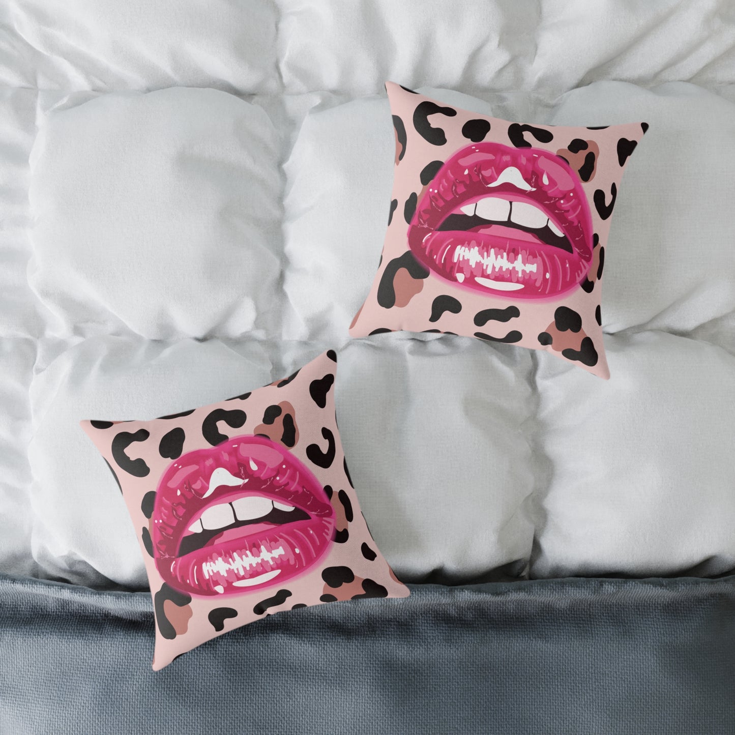 Cheetah Lips Poly Pillow
