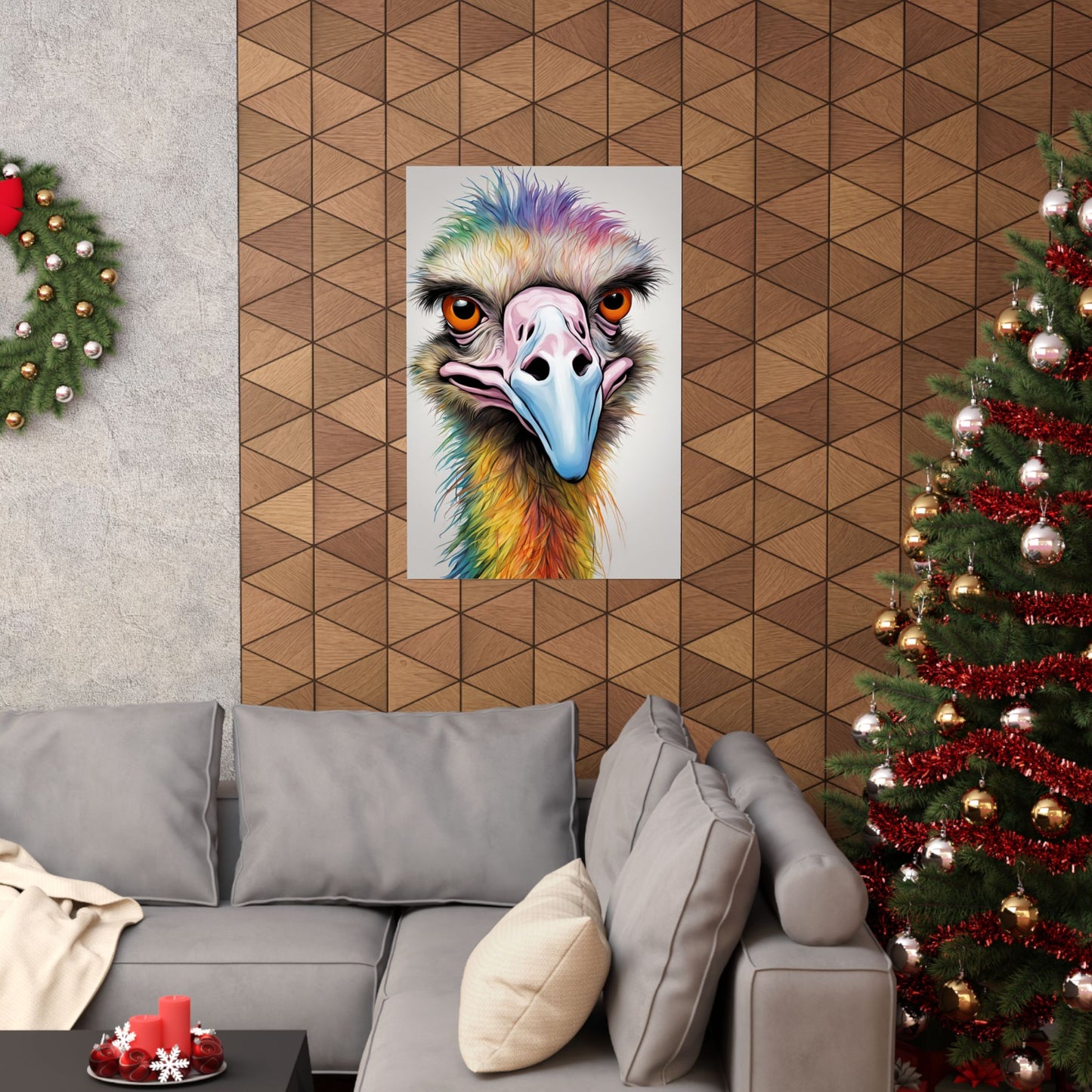 Multicolored Angry Emu 02 Matte Vertical Poster