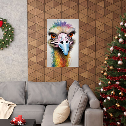 Multicolored Angry Emu 02 Matte Vertical Poster