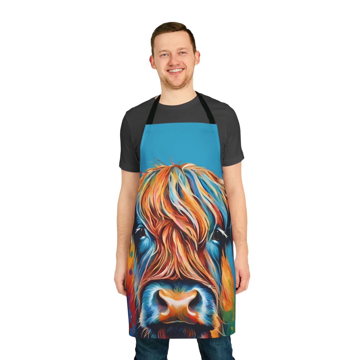 Multicolored Highland Cow Adult Apron (AOP)