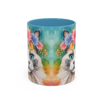 Floral Rag Doll Cat 01 Accent Coffee Mug - 11oz Perfect for Cat Lovers & Gifts