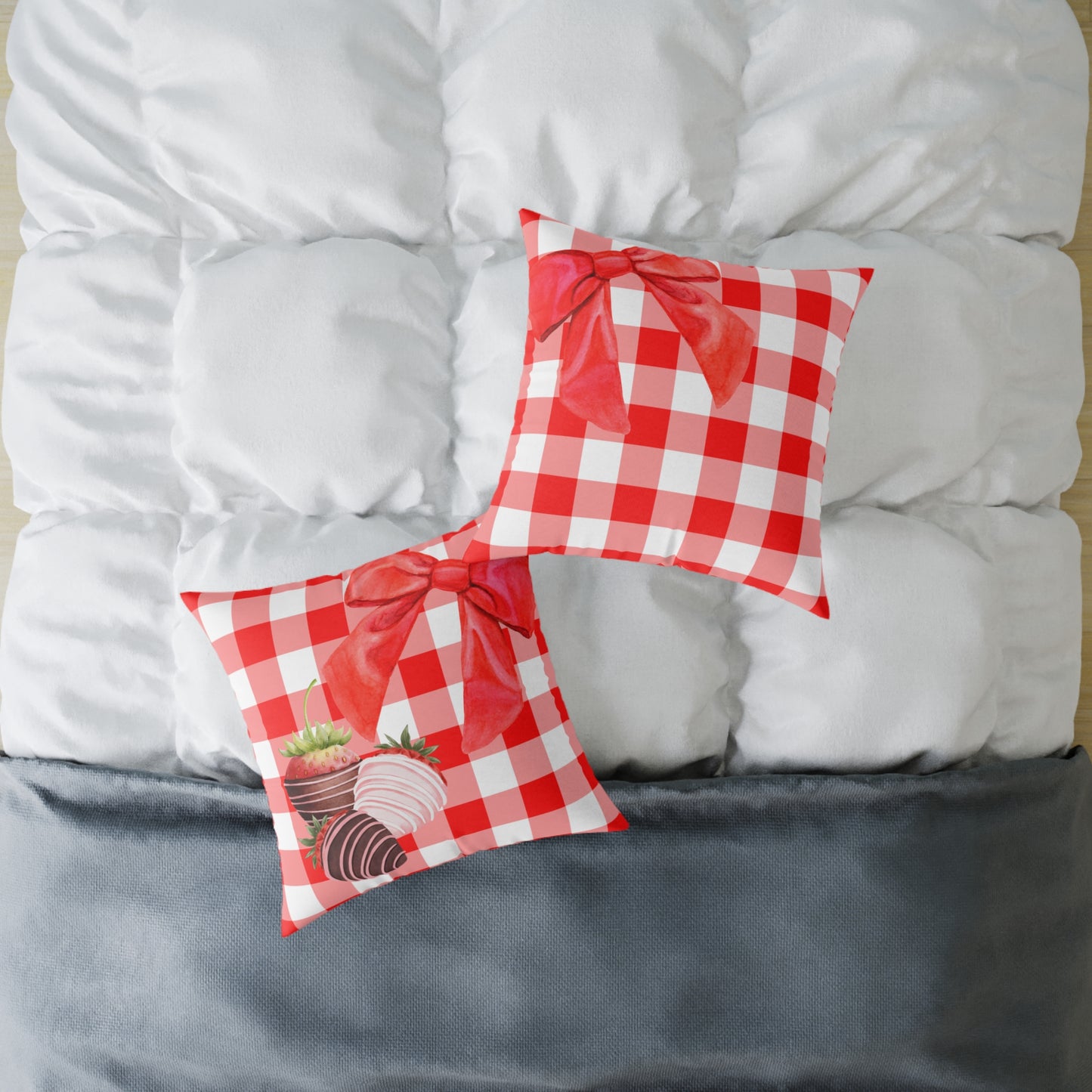 Valentine Chocolate Covered Strawberries 1 Poly Pillow