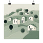 On The Hillside Green 9 Matte Square Posters