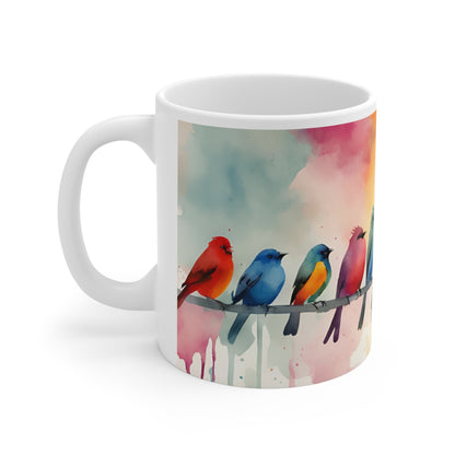 Birdies In A Row 01 Mug - Nature's Beauty Collection