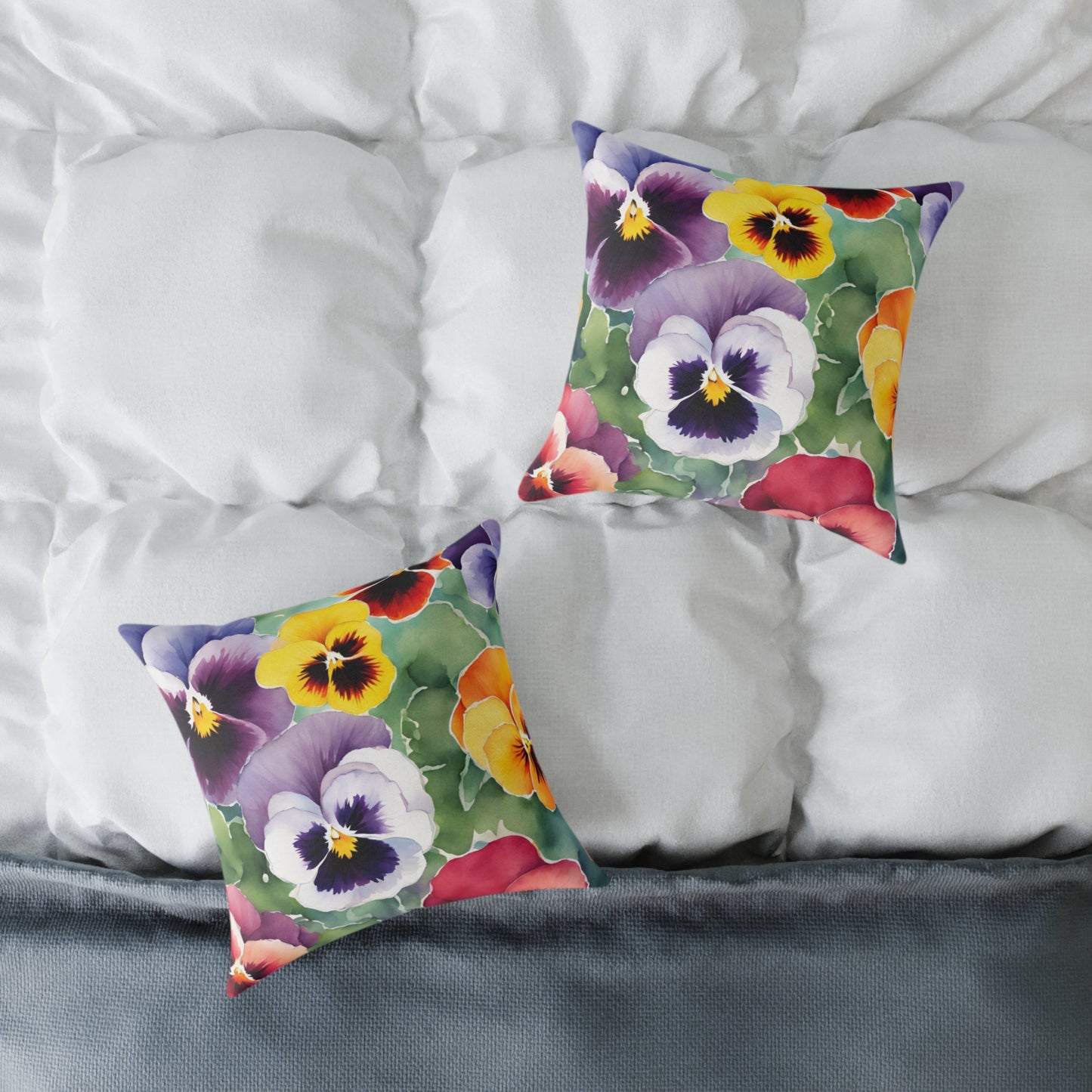 Pansies 02 Poly Pillow - Natures Beauty Design