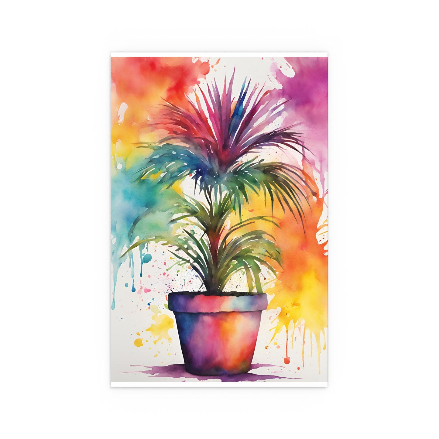 Multicolored Pot Plant 4 Indoor and Outdoor Silk Poster