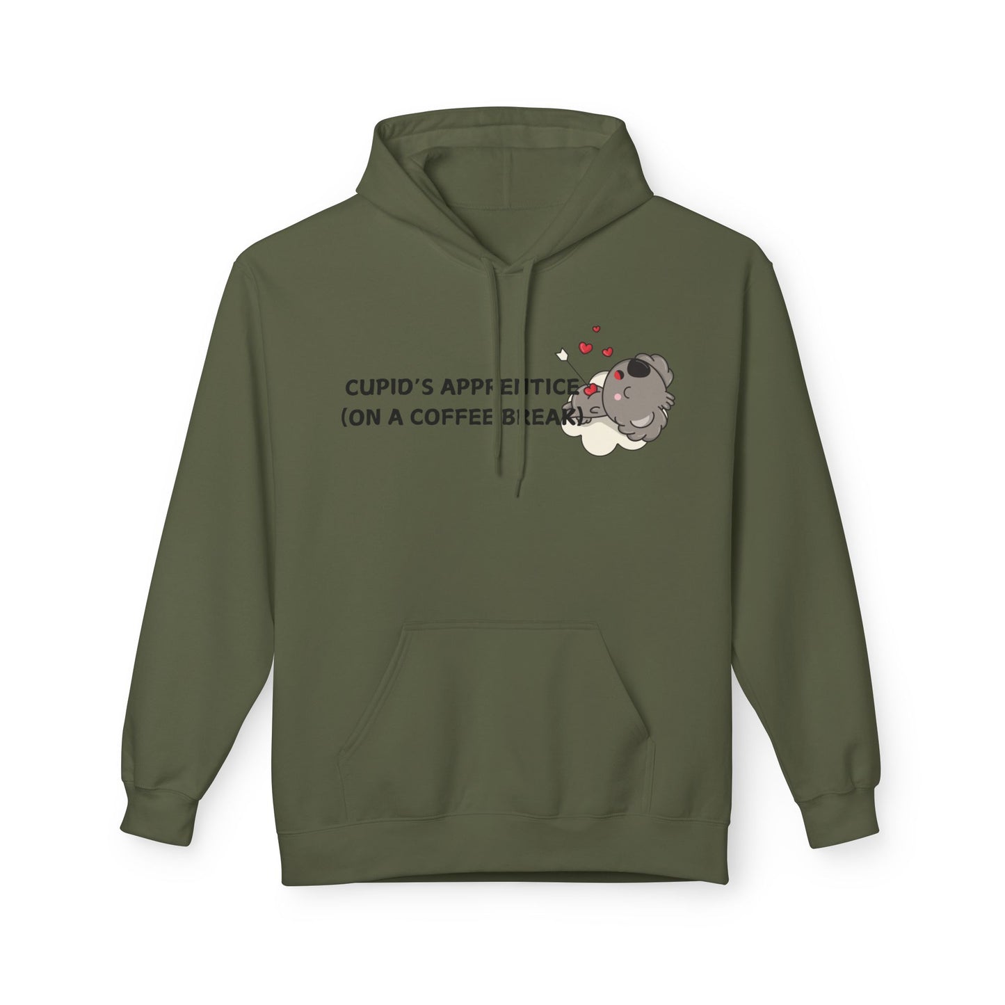 Cupid’s Apprentice (On A Coffee Break) Mens Valentines Hoodie