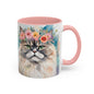 Floral Siamese Cat 01 Accent Coffee Mug - 11oz Perfect for Cat Lovers & Gifts