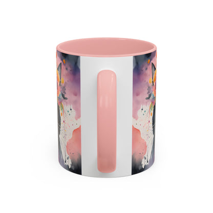Floral Black Cat 03 Accent Coffee Mug - 11oz Perfect for Cat Lovers & Gifts