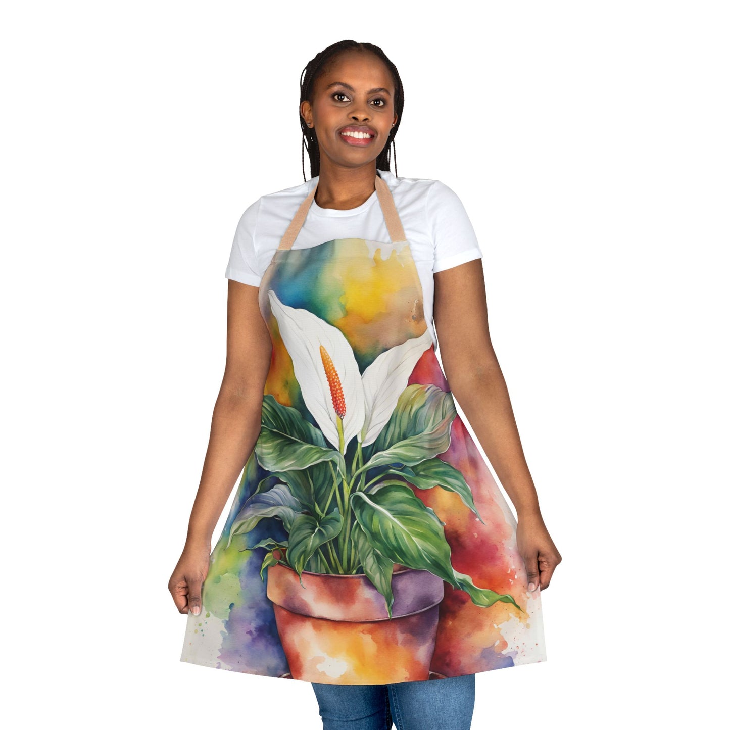 Multicolored Pot Plant 3 Adult Apron (AOP)