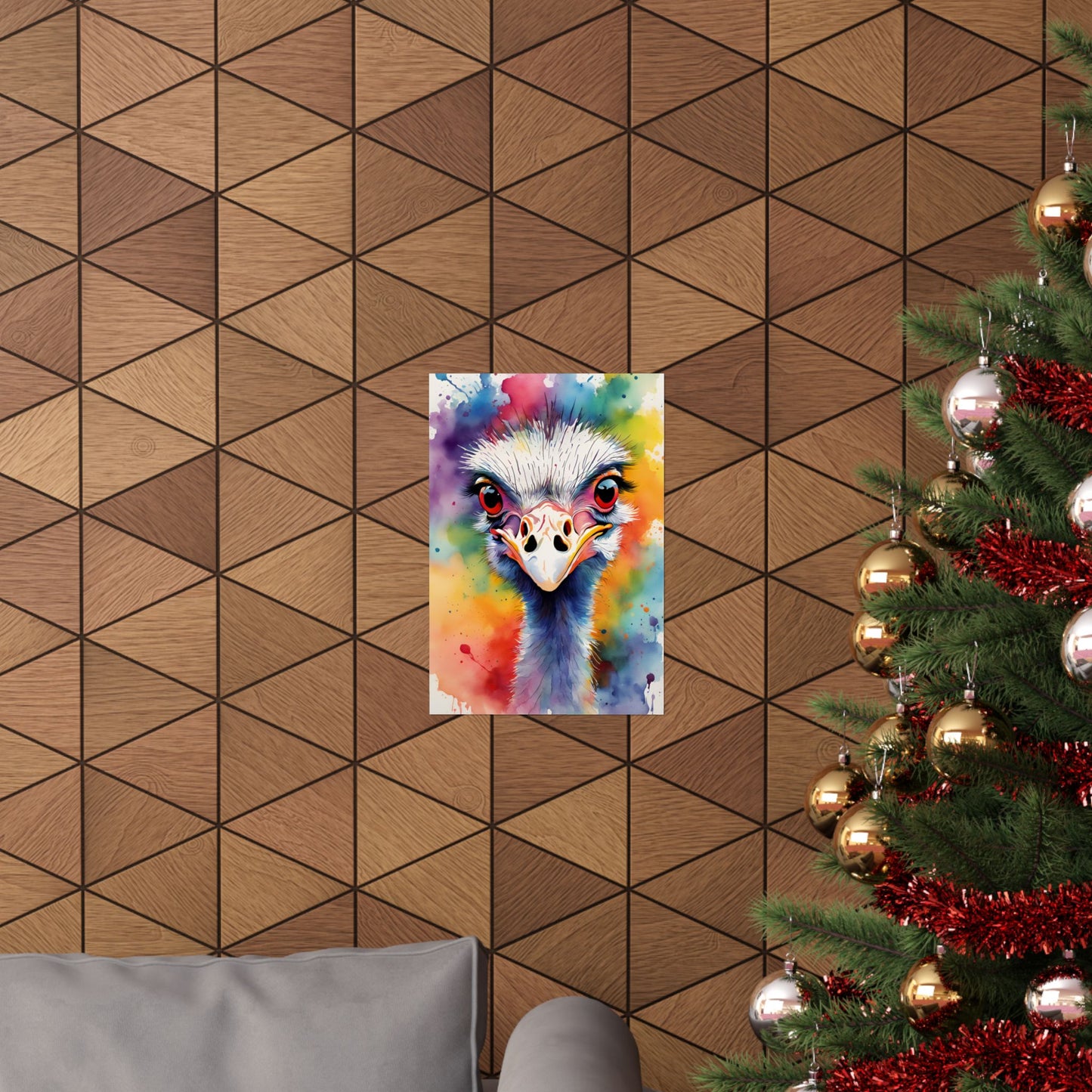 Multicolored Angry Ostrich 01 Matte Vertical Poster