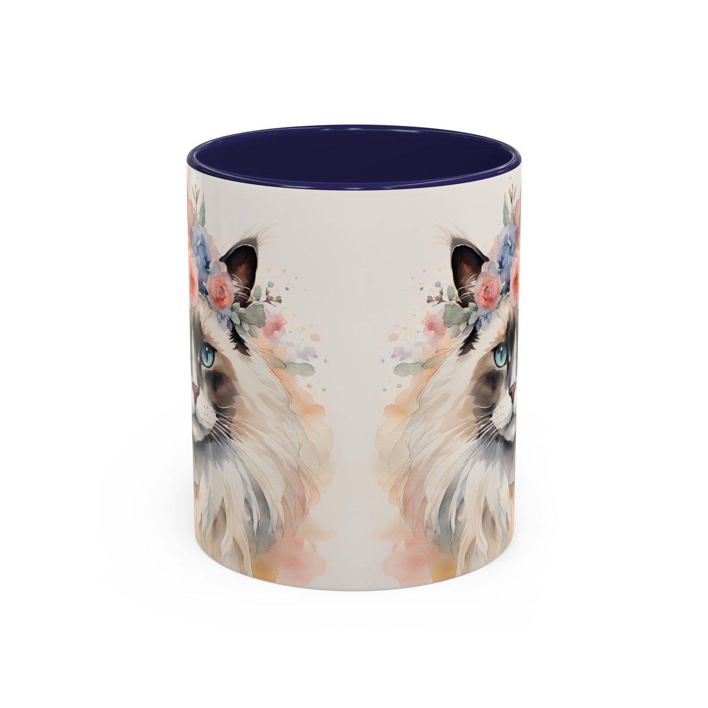 Floral Siamese Cat 04 Accent Coffee Mug - 11oz Perfect for Cat Lovers & Gifts
