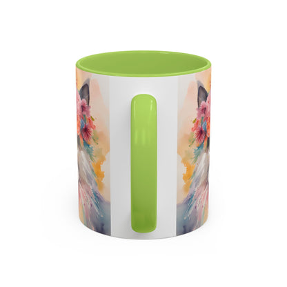 Floral Siamese Cat 03 Accent Coffee Mug - 11oz Perfect for Cat Lovers & Gifts