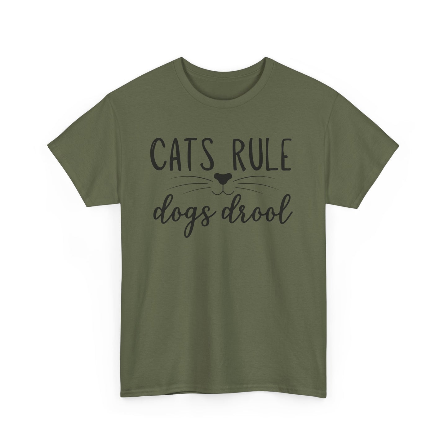 Cats Rule Dogs Drool Unisex Heavy Cotton Tee
