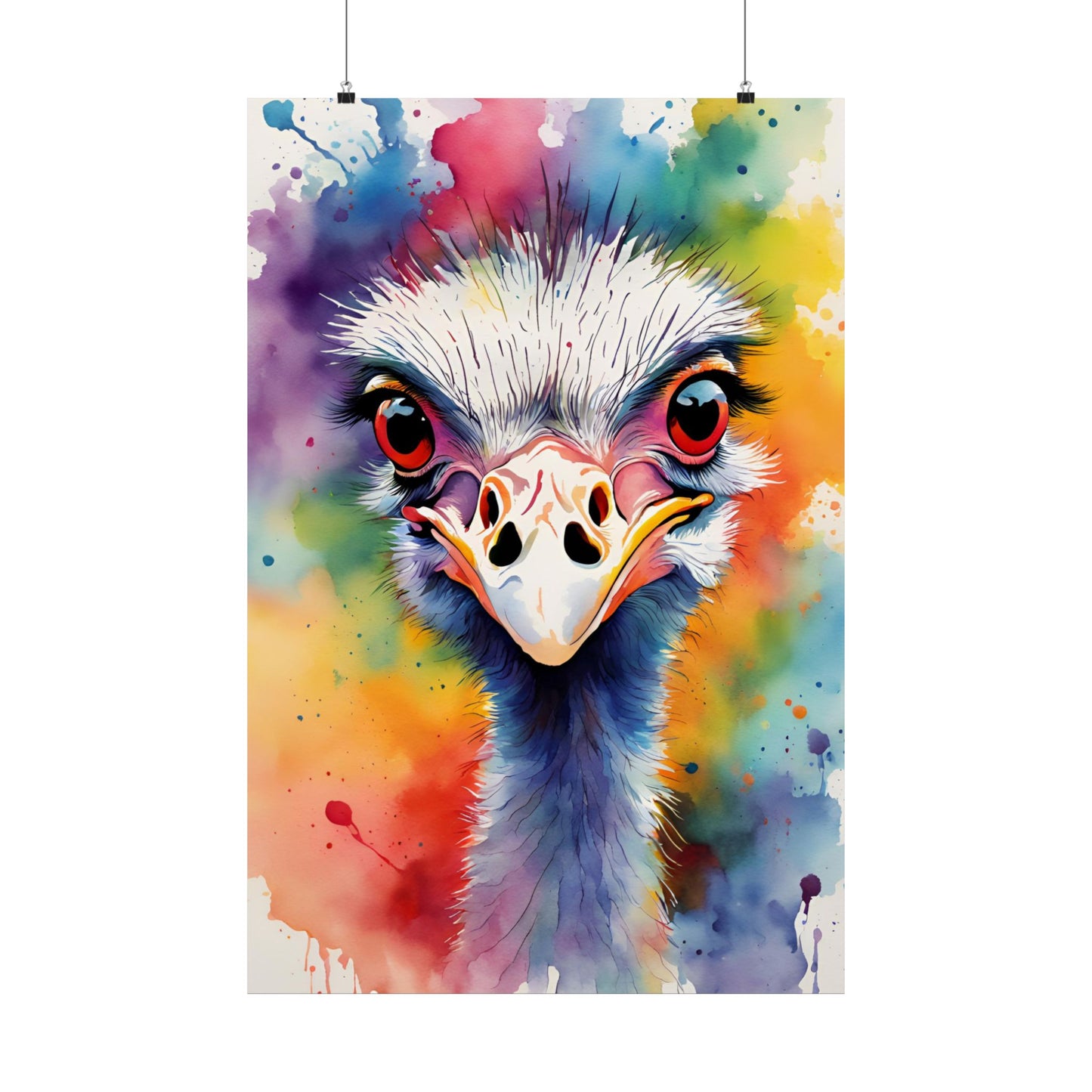 Multicolored Angry Ostrich 01 Matte Vertical Poster