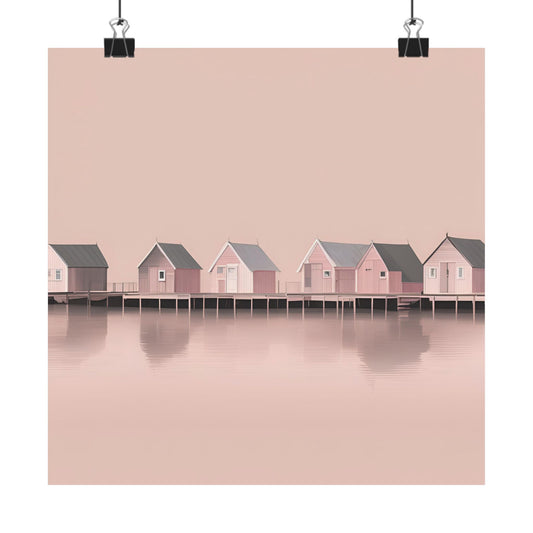 By The Sea Pink 5 Matte Square Posters