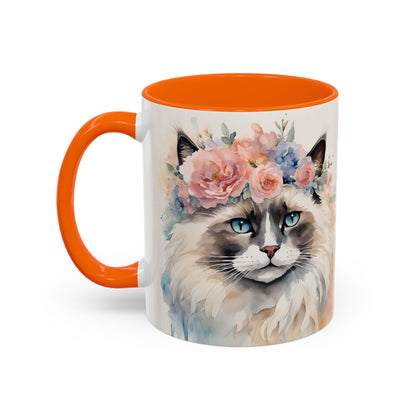 Floral Siamese Cat 04 Accent Coffee Mug - 11oz Perfect for Cat Lovers & Gifts