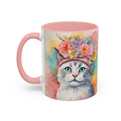 Floral Rag Doll Cat 02 Accent Coffee Mug - 11oz Perfect for Cat Lovers & Gifts