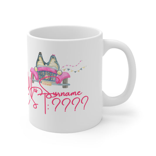 (Personalizable) Mrs/Mr (Surname) EST: (Date) Valentines Mug Ceramic 11oz