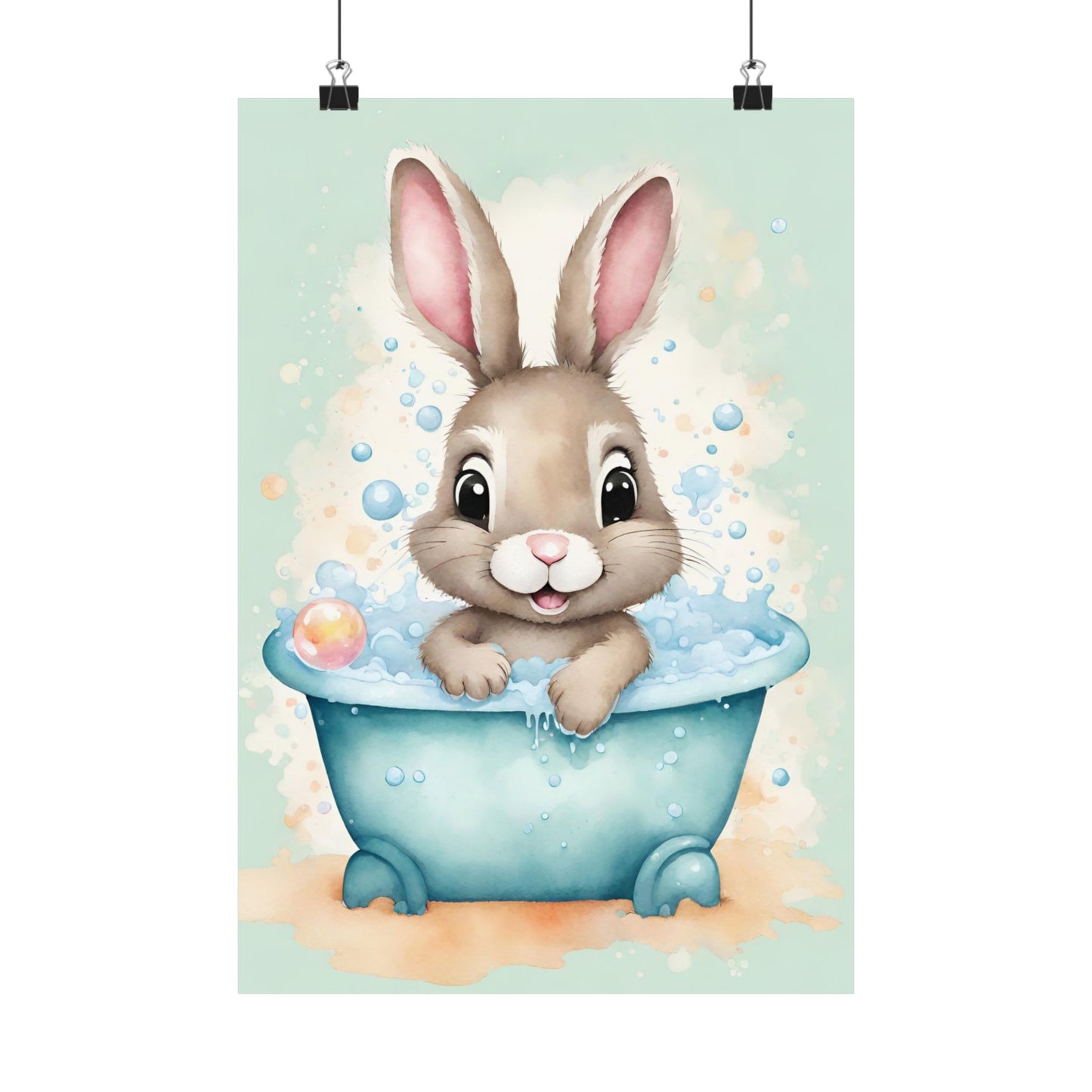 Nursery Bunny in the Bath 4 Matte Vertical Posters