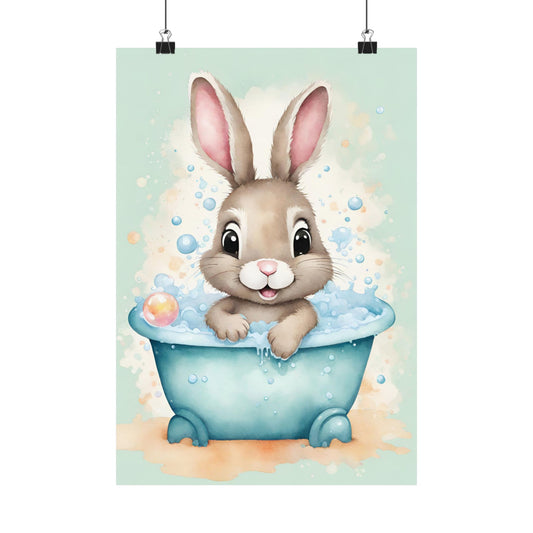 Nursery Bunny in the Bath 4 Matte Vertical Posters