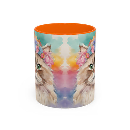 Floral Siamese Cat 02 Accent Coffee Mug - 11oz Perfect for Cat Lovers & Gifts