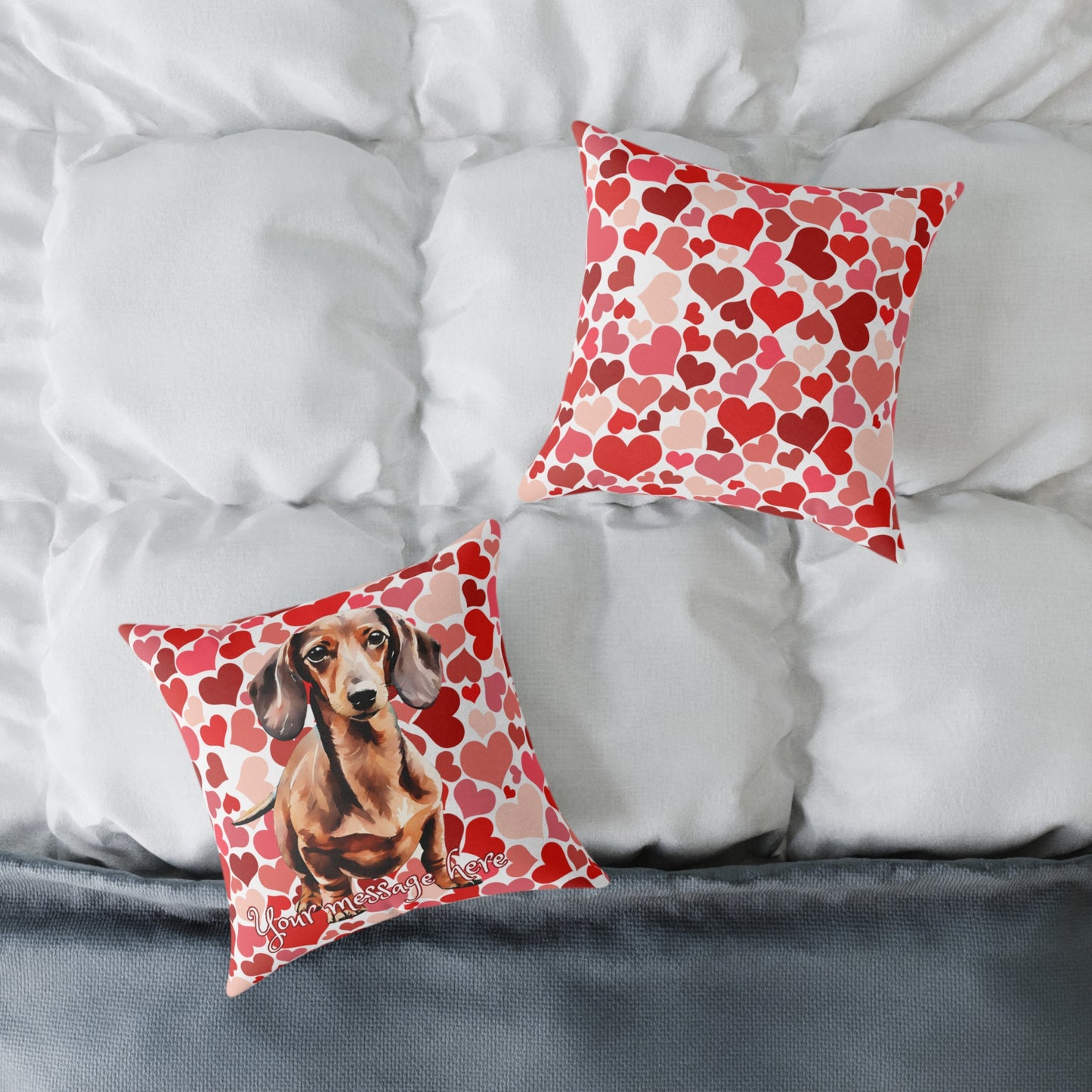 Personalized Valentine Dachshund Poly Cushion/Pillow 5 sizes
