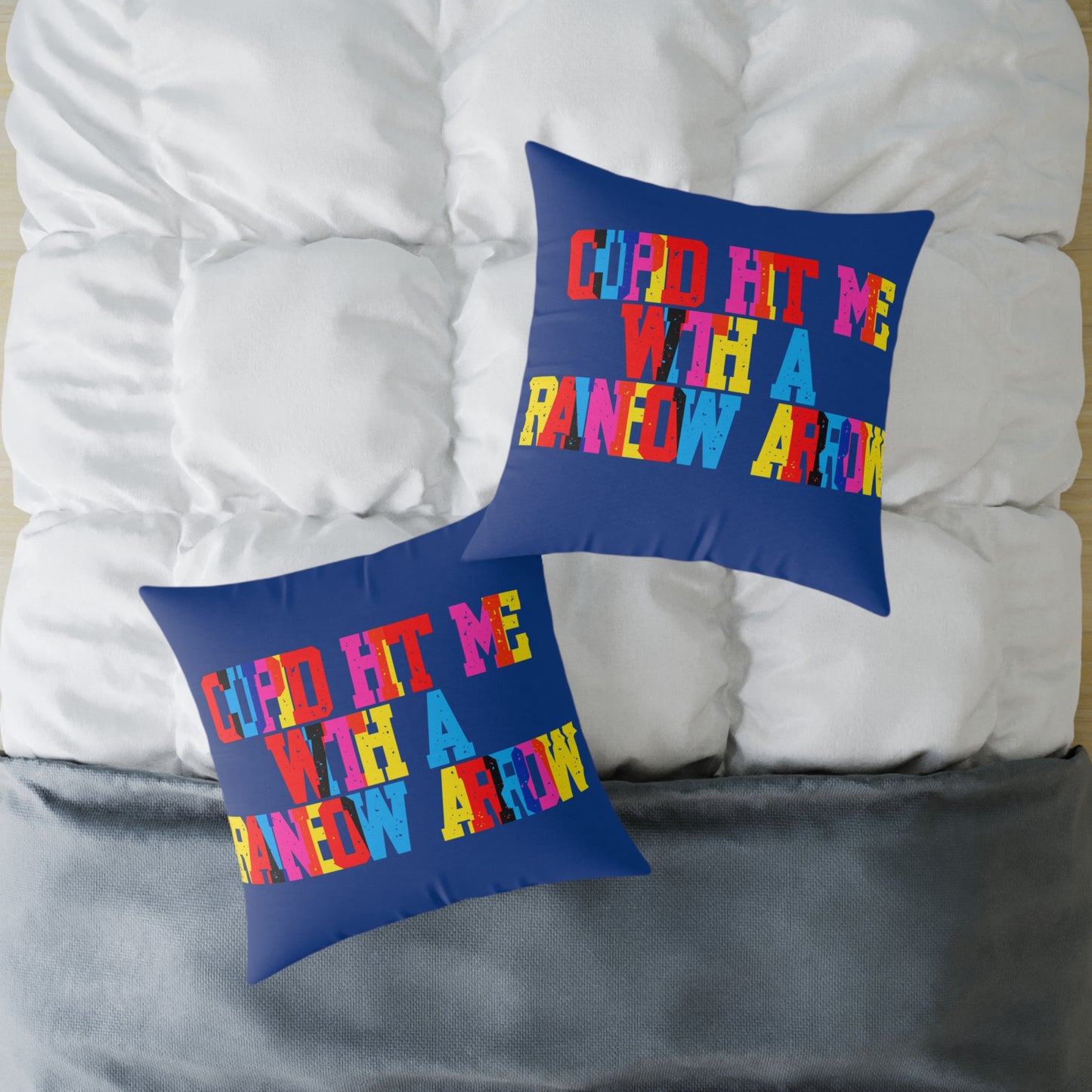 Cupid Hit Me With A Rainbow Arrow Poly Pillow