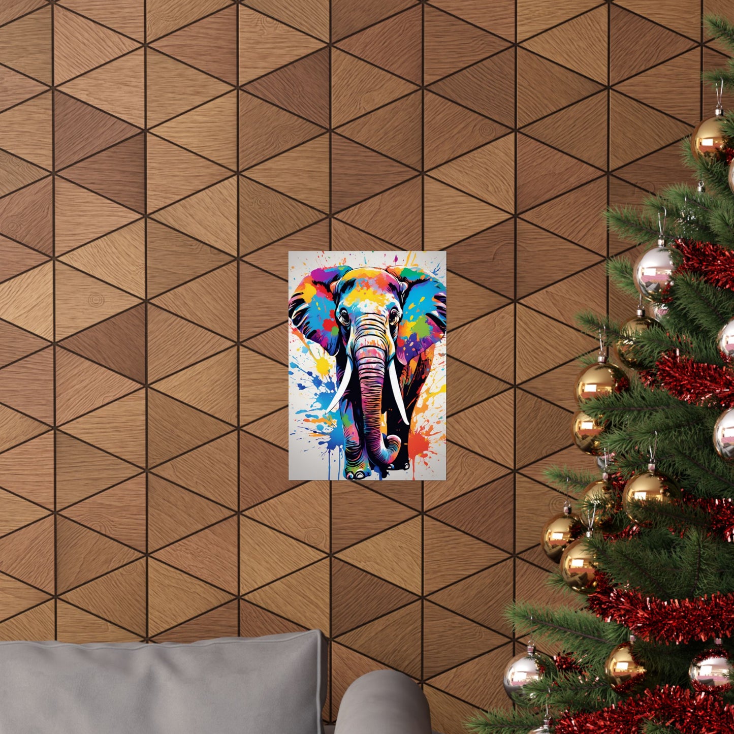 Multicolored Elephant 2 Matte Vertical Poster