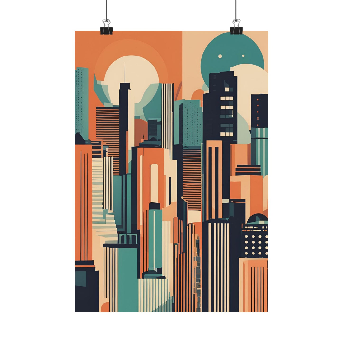 Retro cityscape 4 Matte Vertical Posters