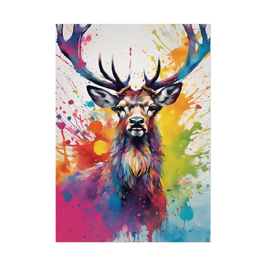 Multicolored Stag 3 Matte Vertical Poster