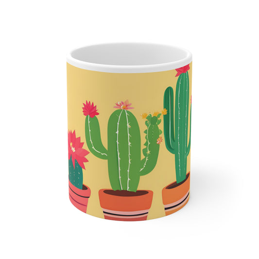 Playful Cacti 7 White Ceramic Mug 11oz