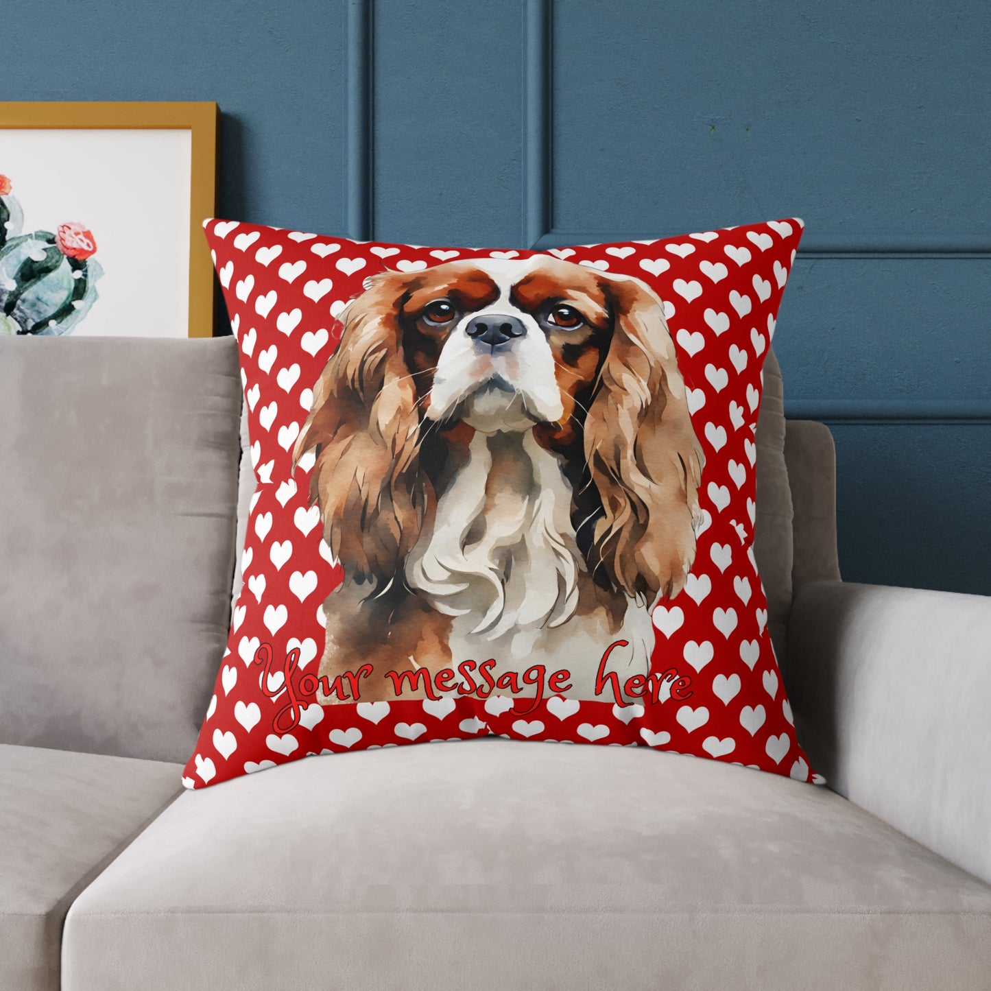 Personalized Valentine Cavalier King Charles Spaniel Poly Cushion/Pillow 5 sizes