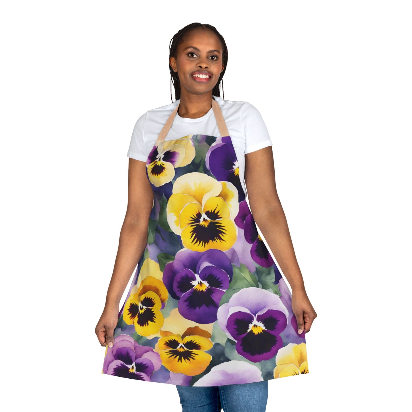 Pansies 01 Apron 5-Color Straps