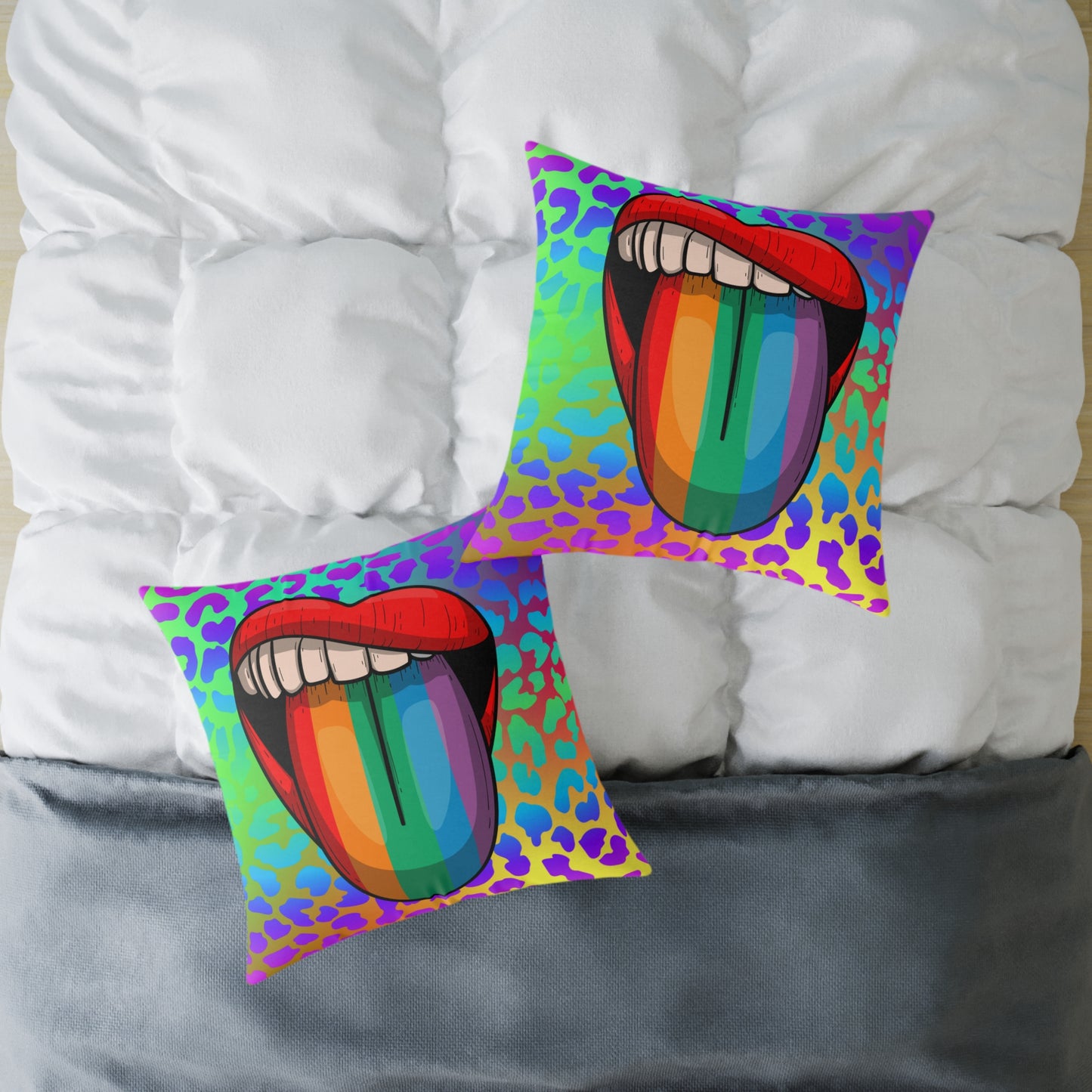 Rainbow Lips Poly Pillow