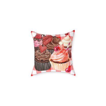 Valentine Cup Cakes Poly Pillow